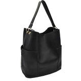 2-in-1 Chic Satchel Side Pocket Bucket Bag with Long Strap from Madeline Love