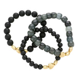 3PCS - Heart Pointed Natural Stone Wood Ball Stretch Bracelets from Madeline Love