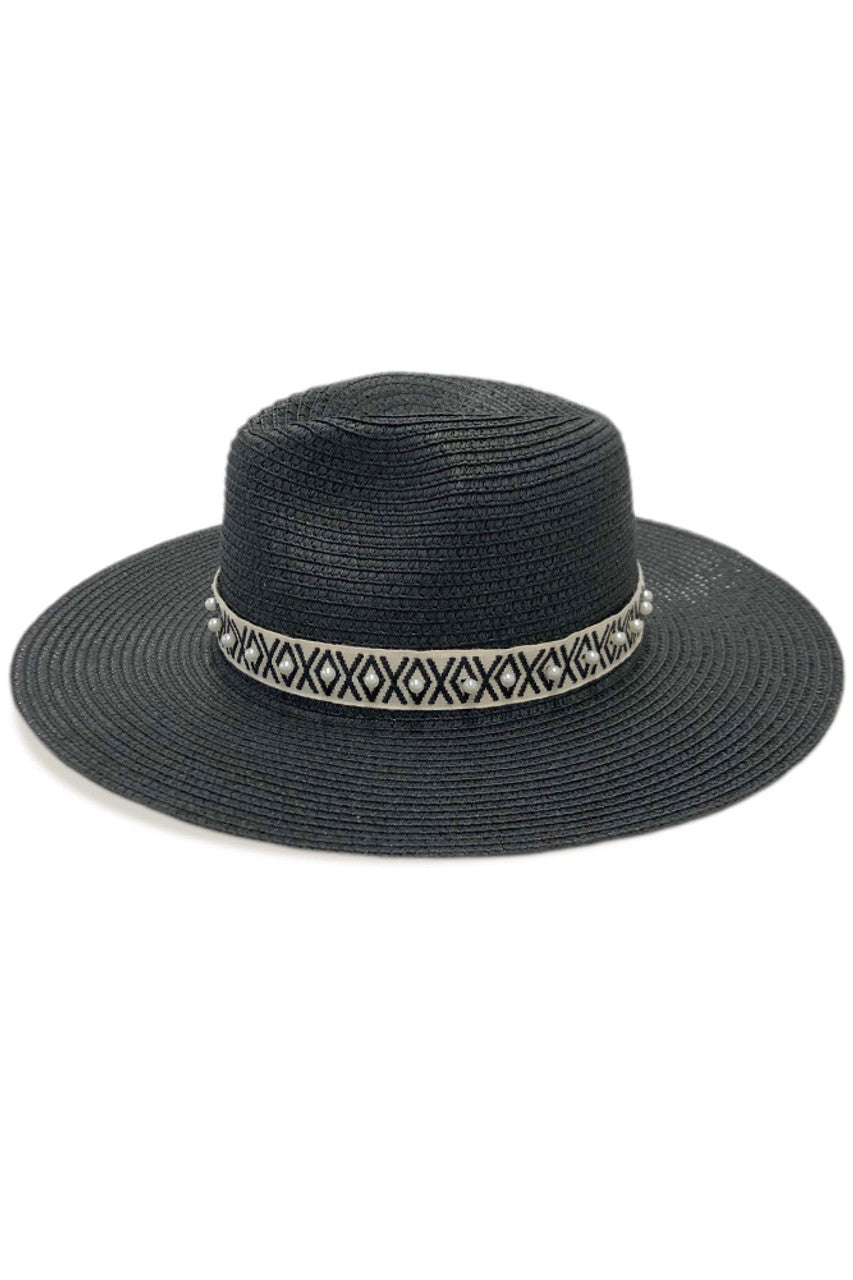 AZTEC PEARL BAND PANAMA HAT from Madeline Love