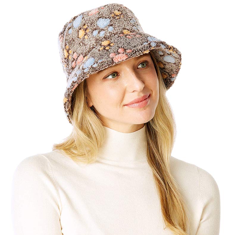 Animal Paw Faux Fur Bucket Hat from Madeline Love