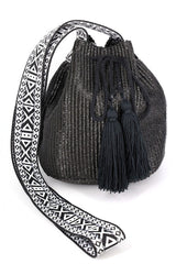 Aztec Pattern Strap Solid Bucket Bag from Madeline Love