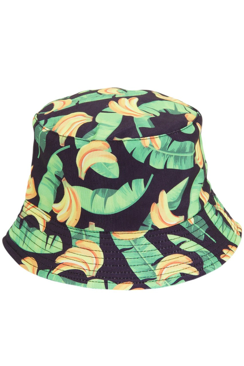BANANA PRINT REVERSIBLE BUCKET HAT from Madeline Love