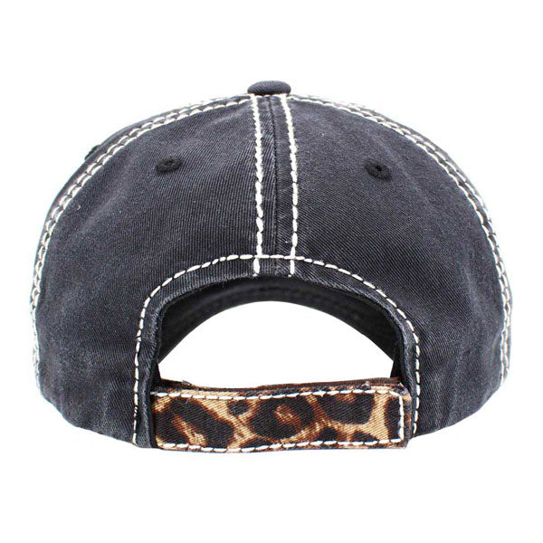 Baseball Babe Leopard Patterned Heart Vintage Baseball Cap from Madeline Love