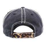 Baseball Babe Leopard Patterned Heart Vintage Baseball Cap from Madeline Love