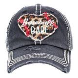 Baseball Babe Leopard Patterned Heart Vintage Baseball Cap from Madeline Love