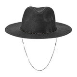 Beaded Chin Tie Straw Sun Hat from Madeline Love