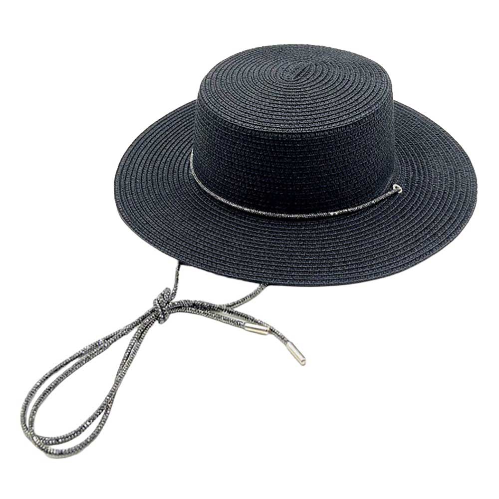 Bling Chin Tie Straw Sun Hat from Madeline Love
