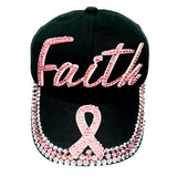 Bling Pink Ribbon Faith Message Baseball Cap from Madeline Love