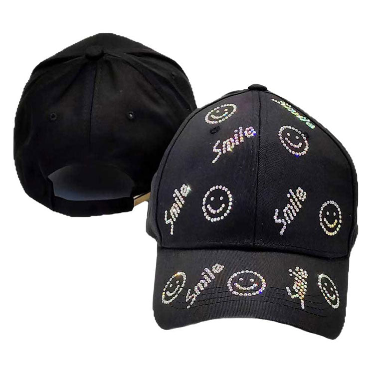Bling Smile Message Smile Face Patterned Baseball Cap from Madeline Love