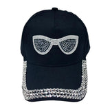 Bling Sunglasses Accented Studded Baseball Cap from Madeline Love