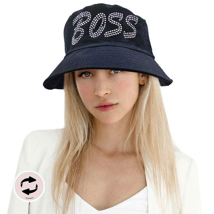 Boss Message Solid Reversible Bucket Hat from Madeline Love