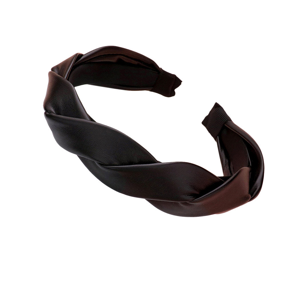 Braided Solid Faux Leather Headband from Madeline Love
