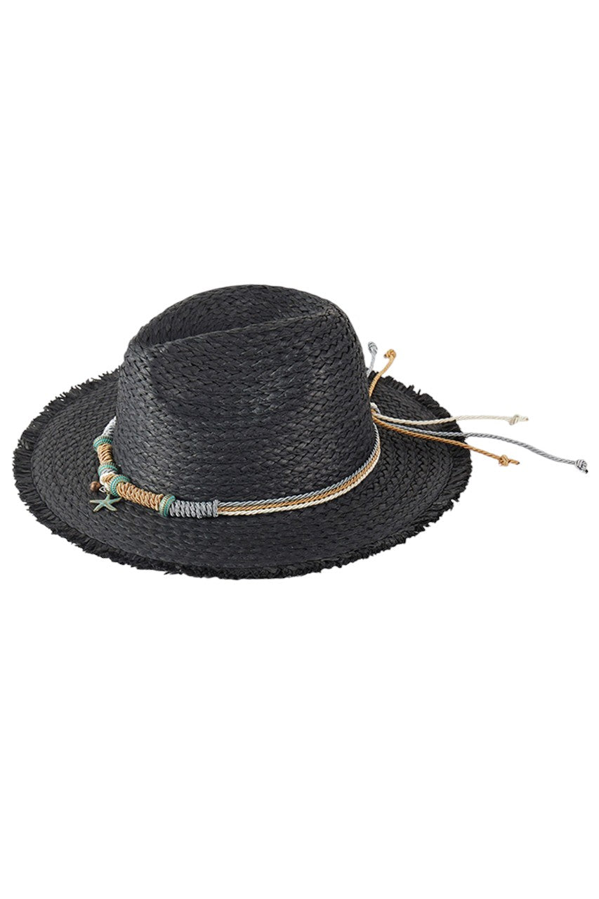 Braided Starfish Band Frayed Straw Summer Sun Hat from Madeline Love