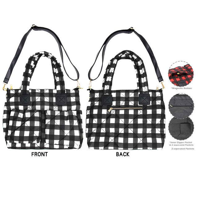 Buffalo Check Puffer Tote Bag  from Madeline Love