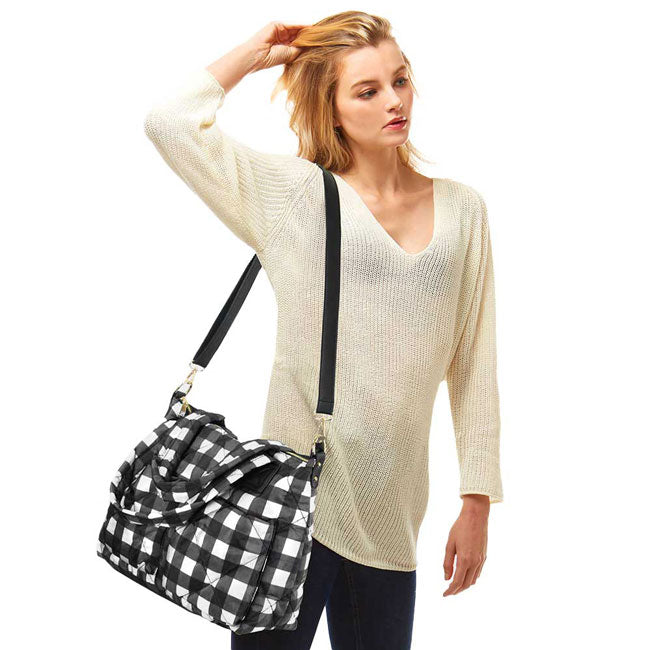 Buffalo Check Puffer Tote Bag  from Madeline Love