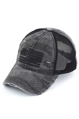 C.C AMERICAN FLAG EMBROIDERY CAMO BASEBALL CAP from Madeline Love