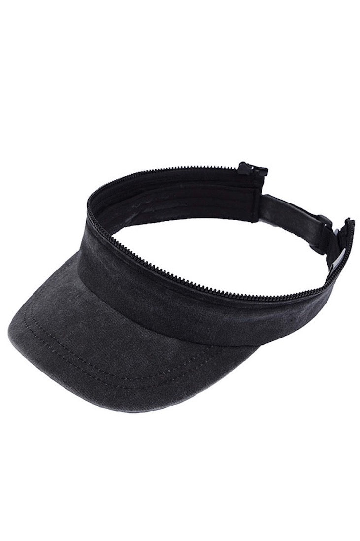 C.C Convertible Denim Army Zipper Cap Sun Visor from Madeline Love