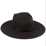 C.C Faux Leather String Paper Straw Panama Hat from Madeline Love