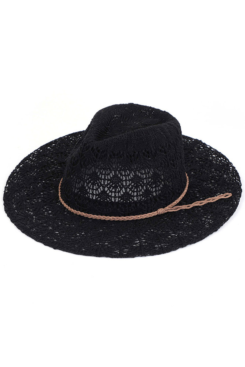 C.C HORSESHOE LACE KNITTING PANAMA HAT from Madeline Love