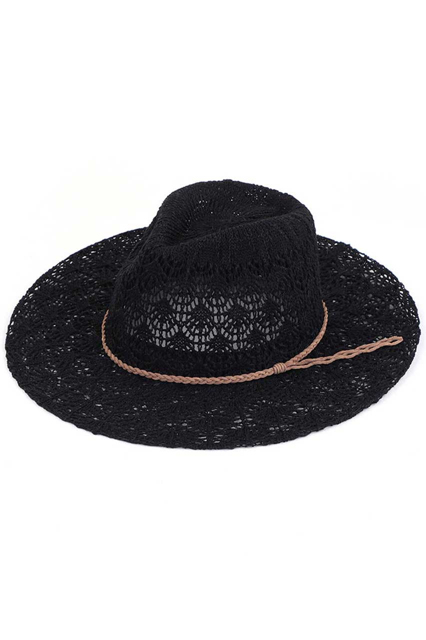C.C Horseshoe Lace Knitting Trim Band Panama Hat from Madeline Love