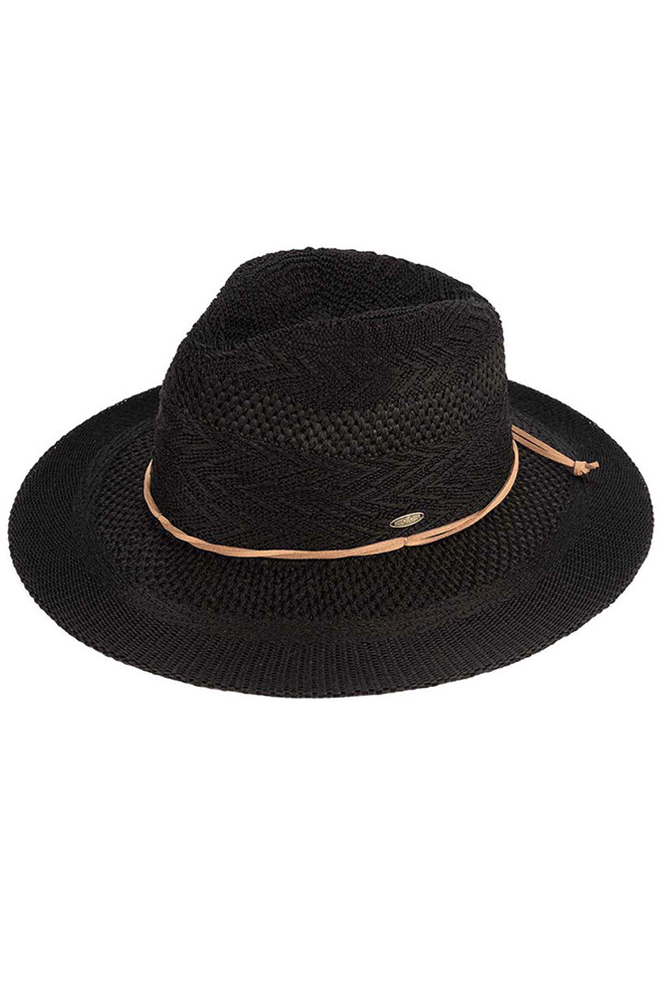 C.C MULTI PATTERN SUEDE STRING BAND PANAMA HAT from Madeline Love