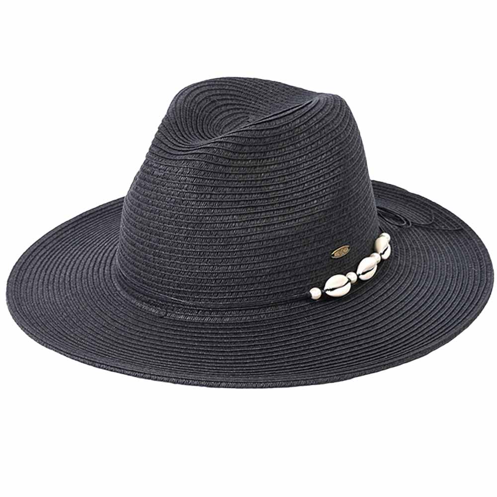 C.C Shell And Pearl Trim Band Panama Sun Hat from Madeline Love