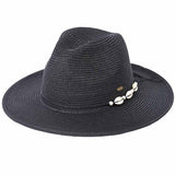 C.C Shell And Pearl Trim Band Panama Sun Hat from Madeline Love