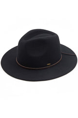 C.C Wool Felt Detailed Panama Hat Leather Bow Trim from Madeline Love