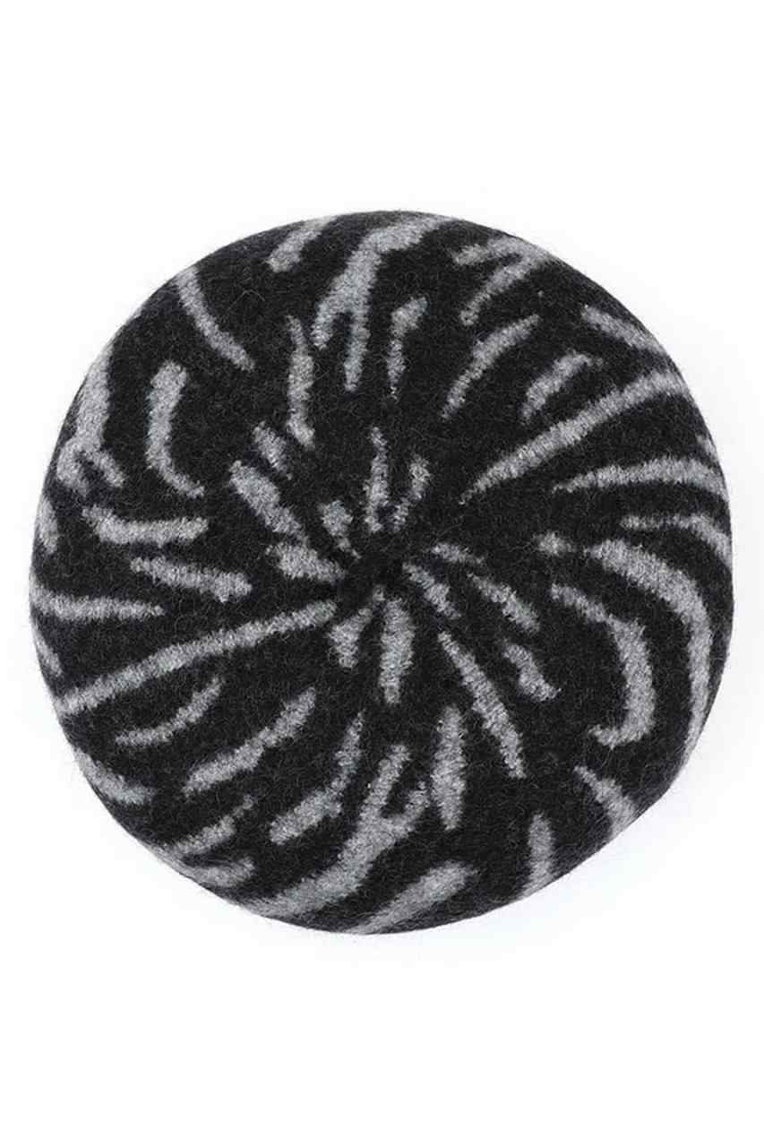 C.C Zebra Wool Beret Beanie from Madeline Love
