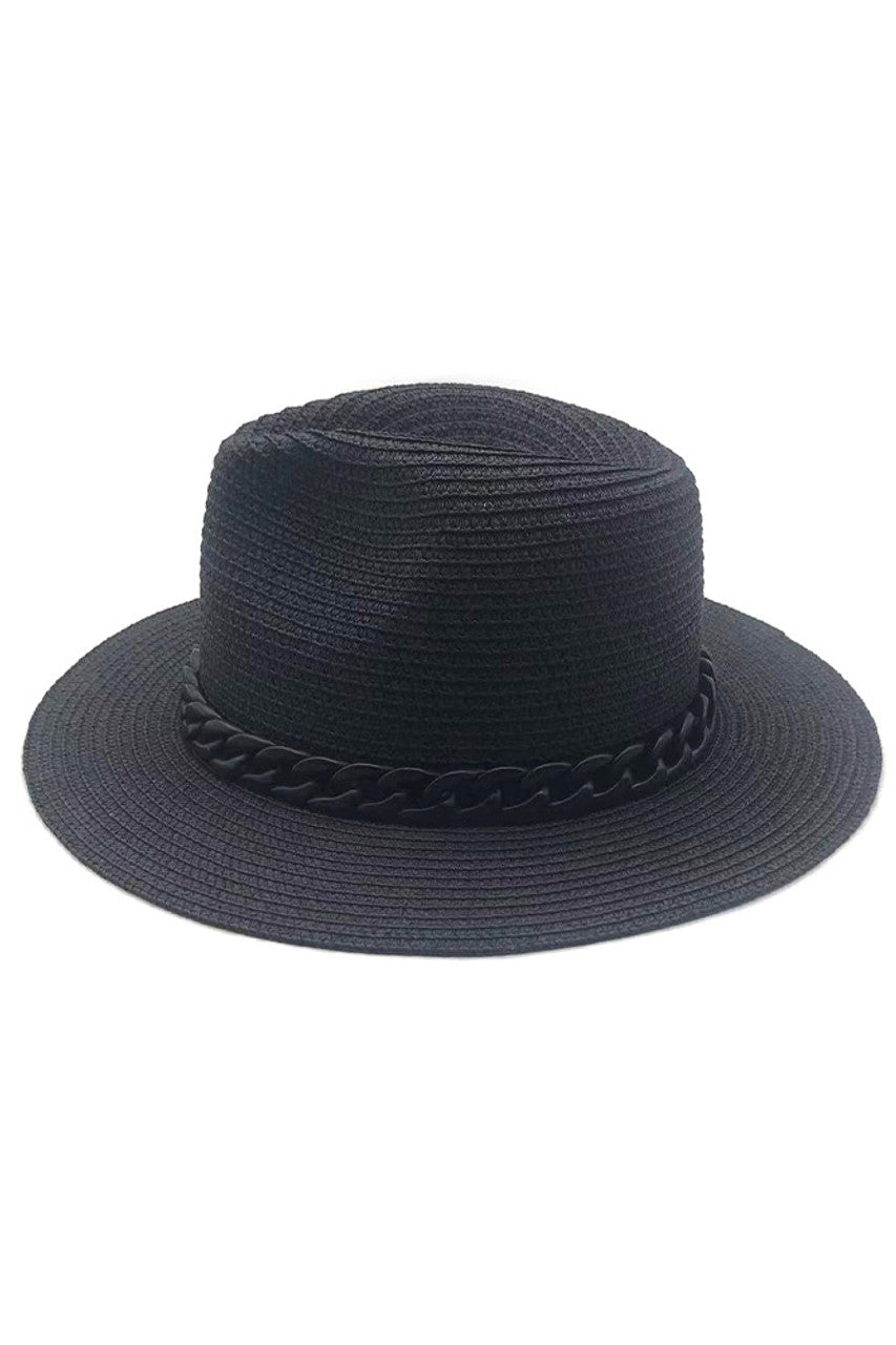 CHAIN BAND PANAMA HAT from Madeline Love
