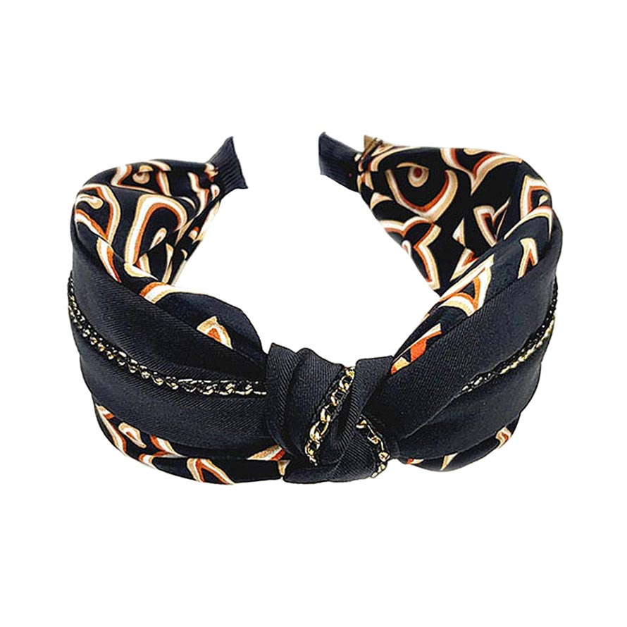 Chain Pointed Geometric Patterned Burnout Knot Headband from Madeline Love