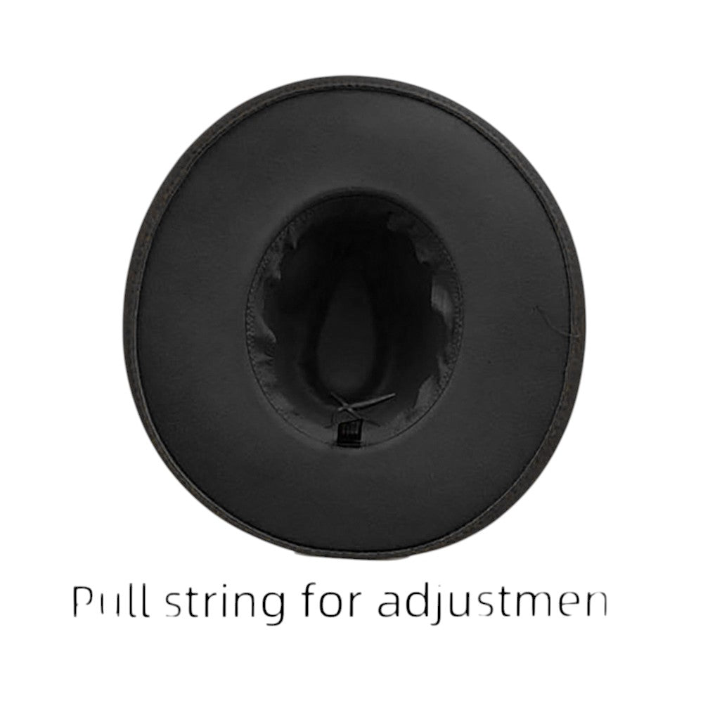 Faux Leather Band Solid Panama Hat from Madeline Love