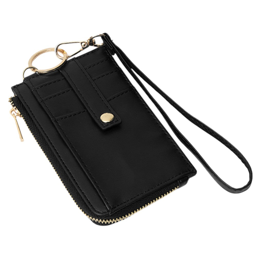 Faux Leather Basket Weave Flat Card Holder Wallet with Wristlet  from Madeline Love