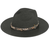 C.C Gem Stone Trim Band Straw Panama Sun Hat from Madeline Love