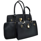 Padlock Accent 3 in 1 Twin Tote-Satchel Value Set with Wallet  from Madeline Love