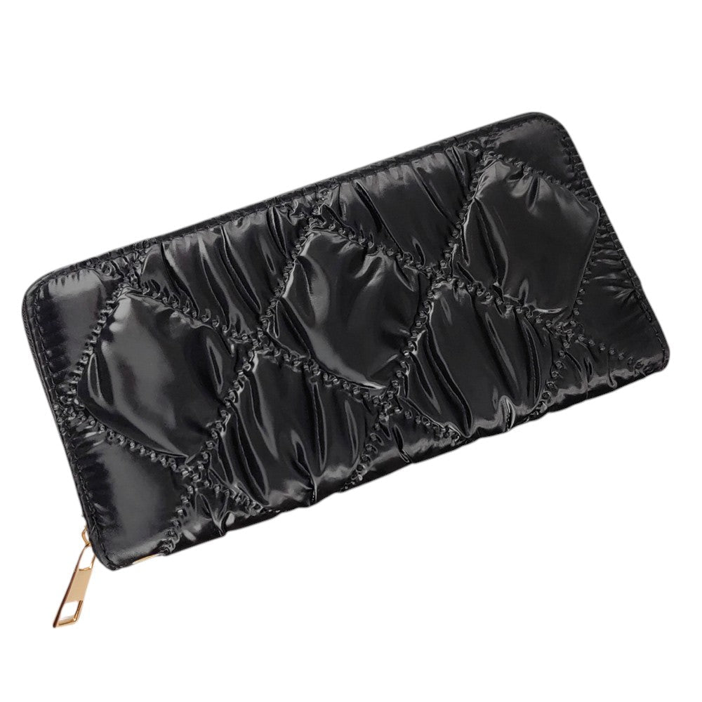 Shiny Faux Leather Padded Wallet with Wristlet  from Madeline Love
