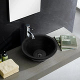 Black Andesite Natural Stone V-Shape Tapered Bathroom Sink Honed-Matte (D)16" (H)6" From Villohome