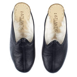 Women's Black Slipper Shearlings from Atlantis Handmade Shoes