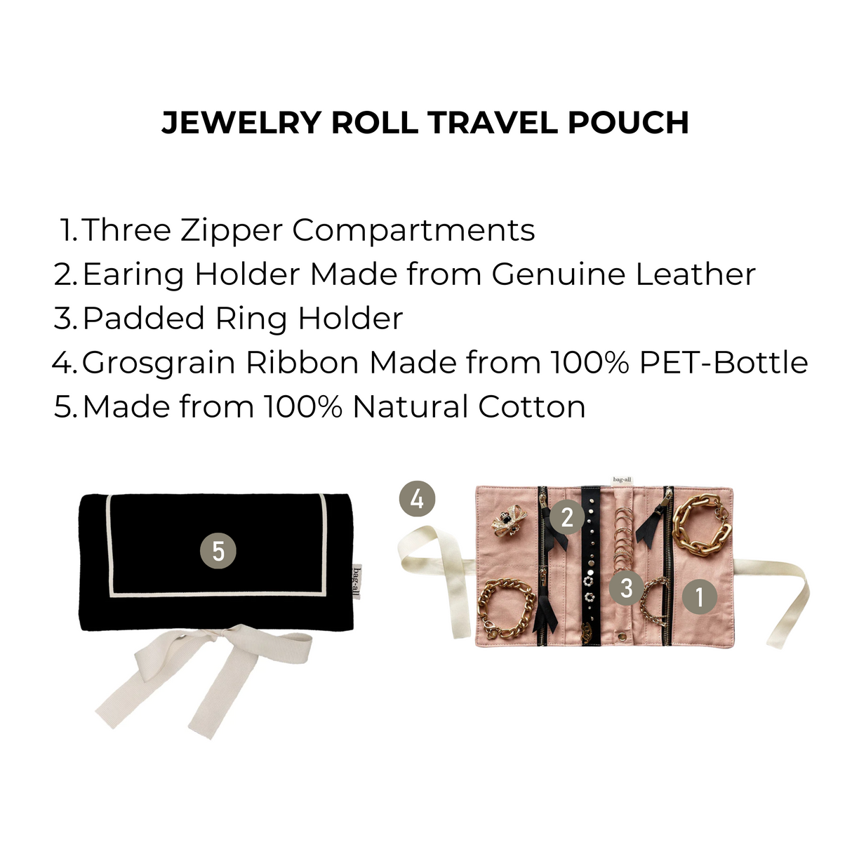 Couture Jewelry Roll, Medium, Black From Bag-all