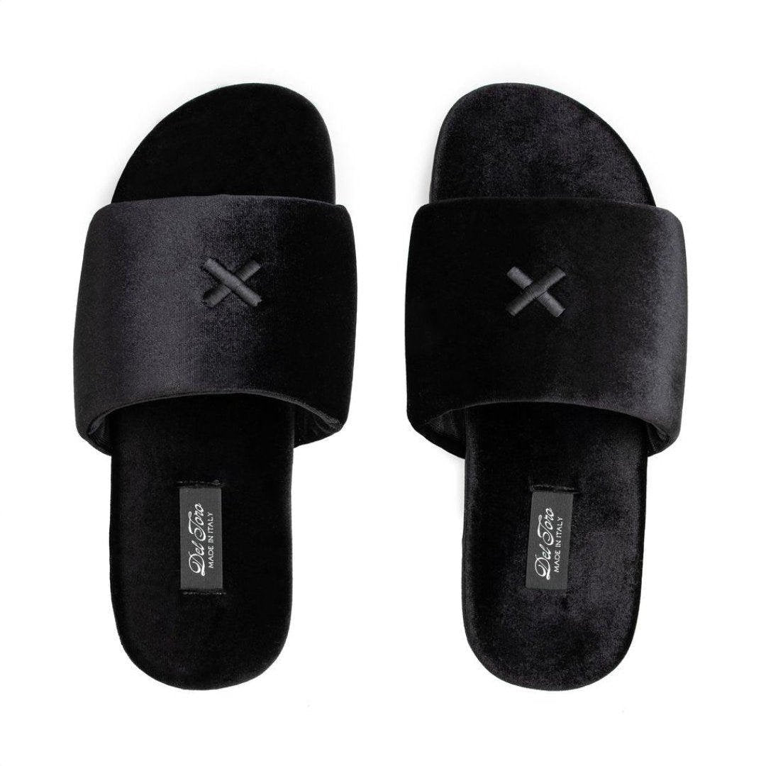 Men's Black Velvet House Slide from Del Toro Shoes