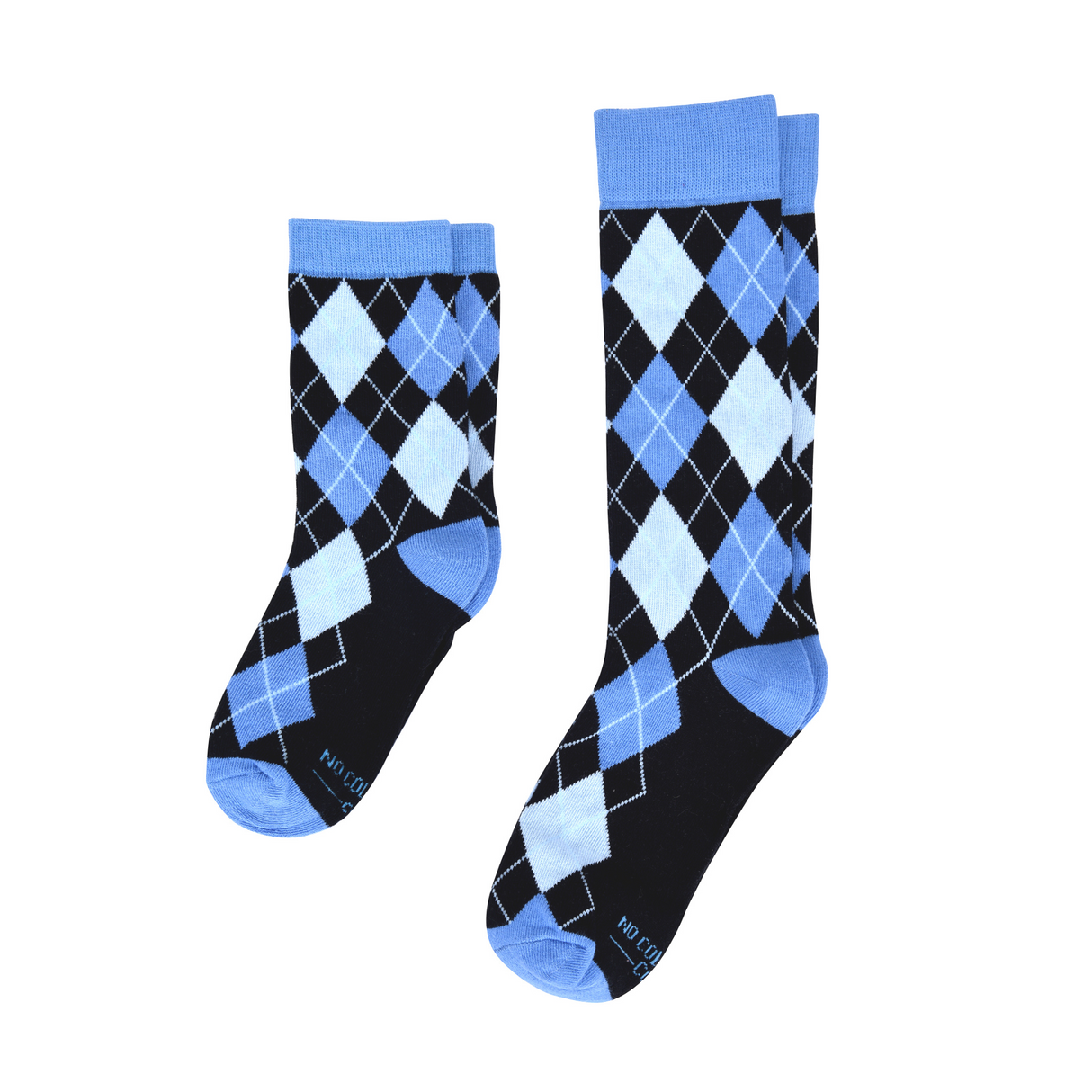 Black and Blue Argyle Kids Socks from No Cold Feet