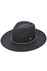 C.C Chain Trim Band Vegan Felt Panama Hat from Madeline Love