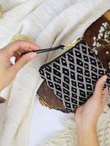 Black Diamond Needlepoint Square Pouch from Ash & Rose