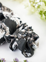 Black Floral Scarf Scrunchie from Ash & Rose