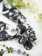 Black Floral Scarf Scrunchie from Ash & Rose