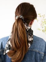 Black Floral Scarf Scrunchie from Ash & Rose
