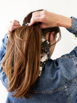Black Floral Scarf Scrunchie from Ash & Rose
