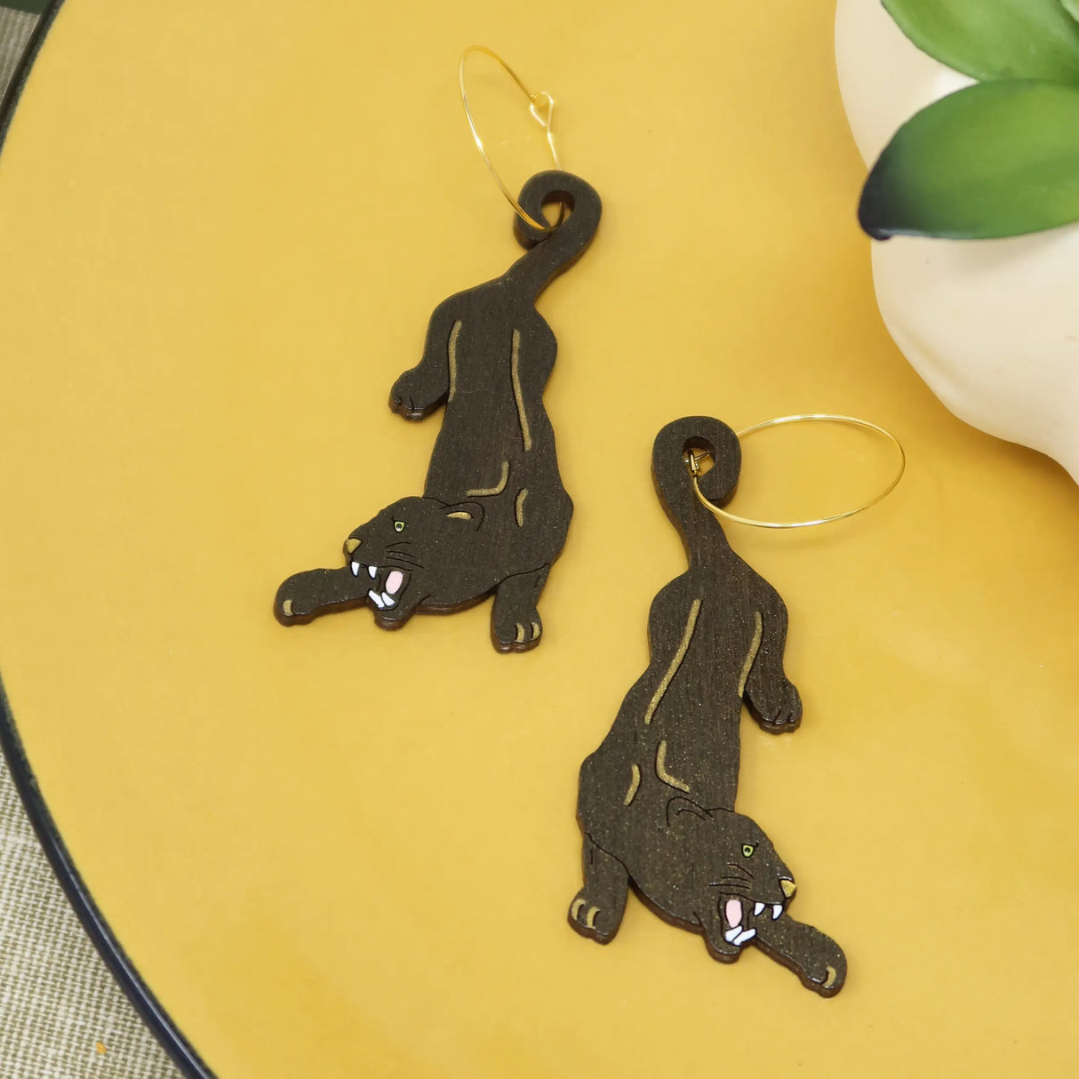 Black Jungle Cat Hoops from LE CHIC MIAMI