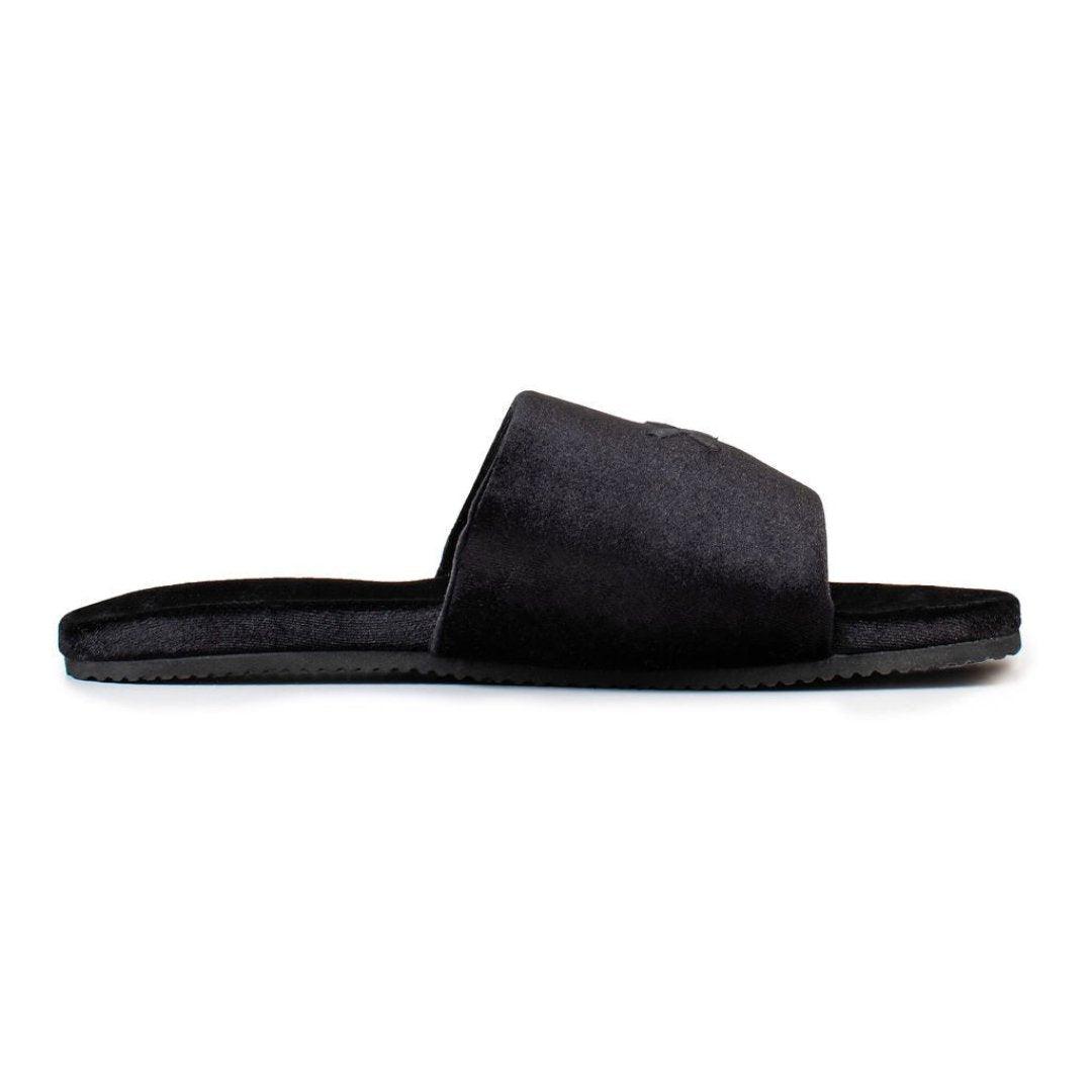 Men's Black Velvet House Slide from Del Toro Shoes