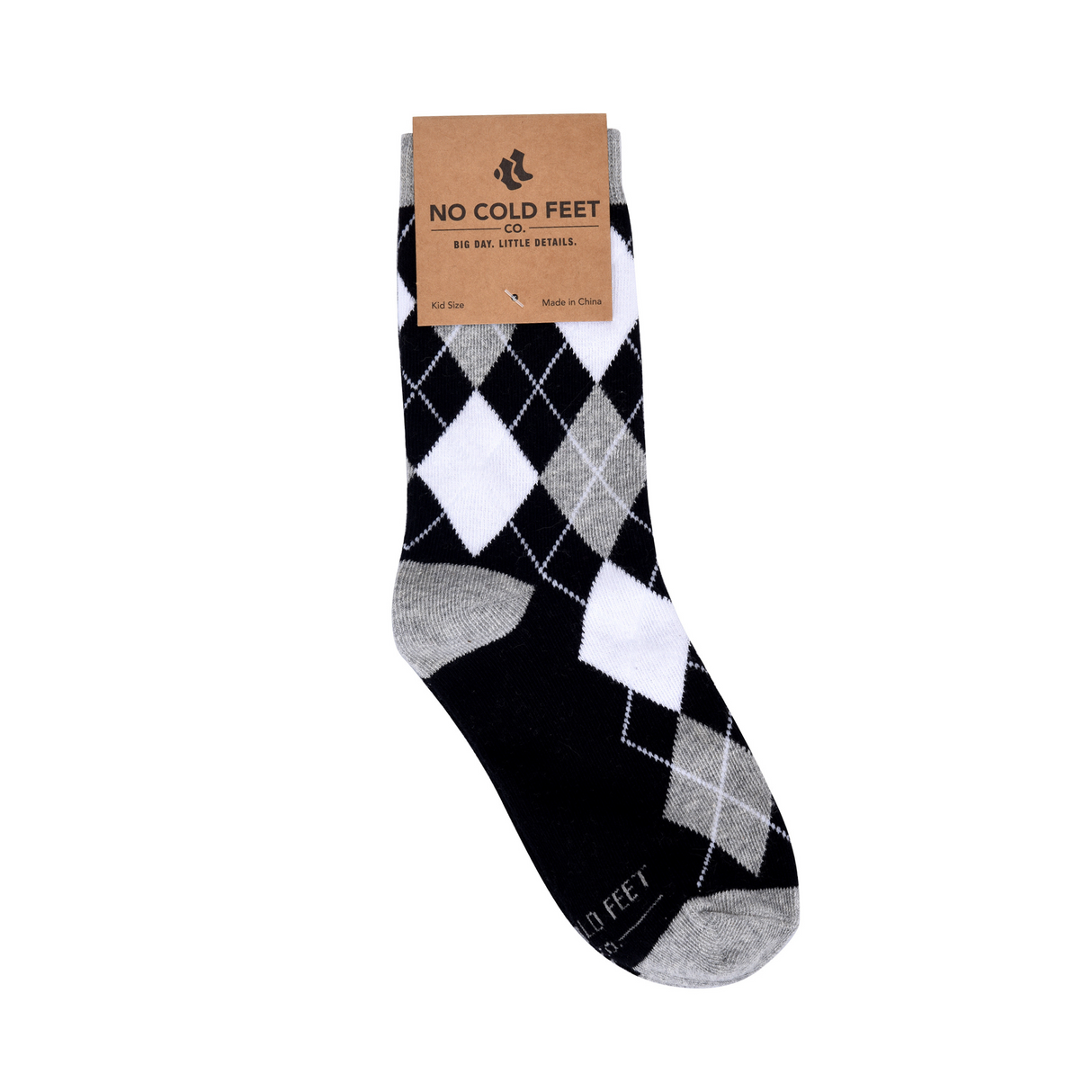 Black and White Argyle Kids Socks from No Cold Feet